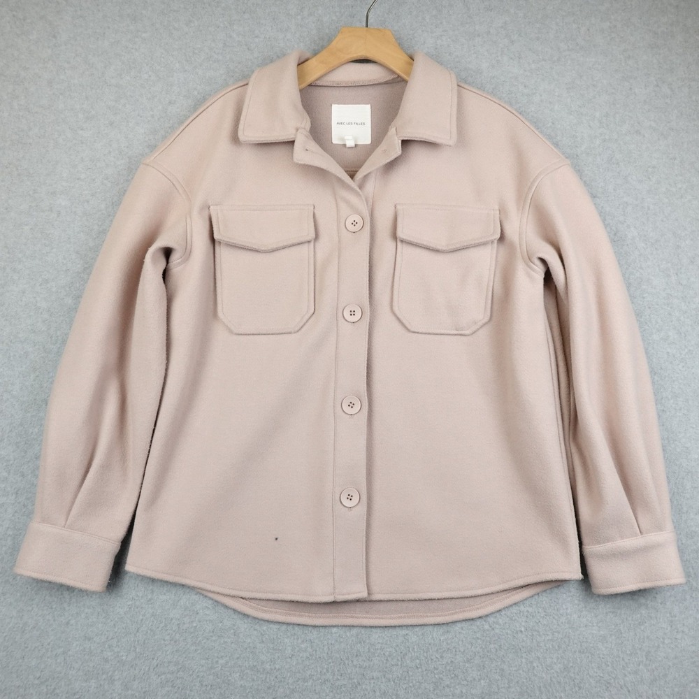 AVEC LES FILLES Pink Button Front Utility Shirt Jacket Women's Small Shacket